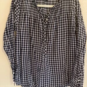 J. Crew Navy and White Plaid Long-Sleeve Shirt